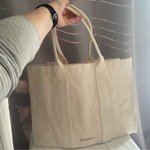 BIOSSANCE Reusable Large White Cotton Canvas Tote Bag - New